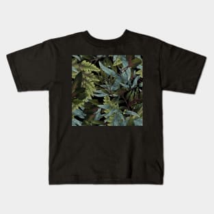 Forest leaves on black Kids T-Shirt